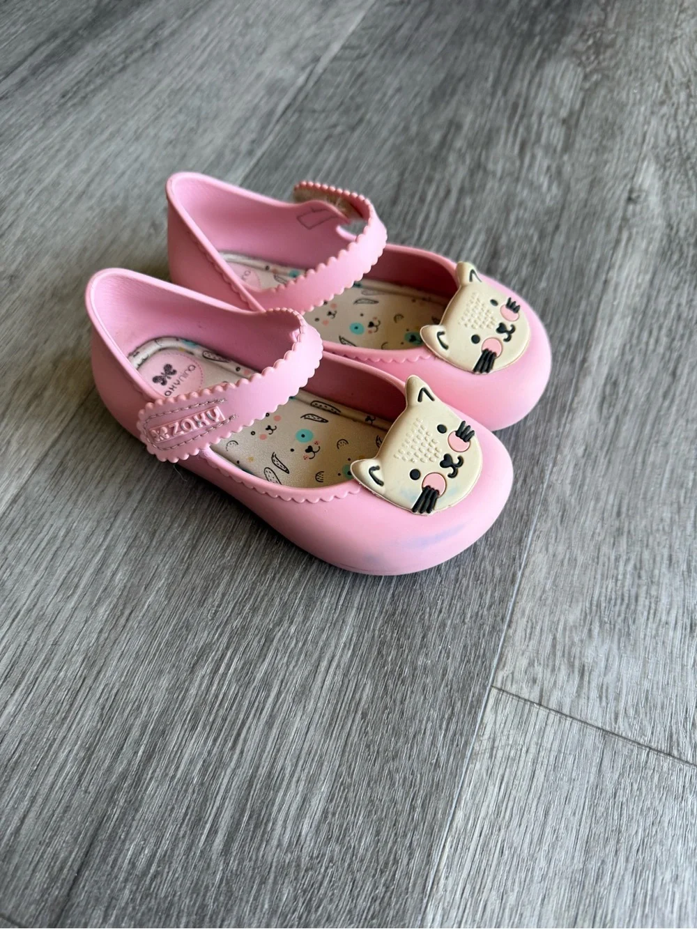 Zaxy Nina Pink Cat Jelly Flat Mary Jane Shoes